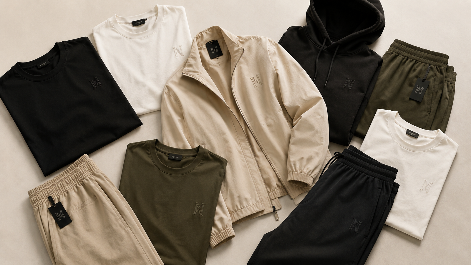 Novara clothing collection photographed from above